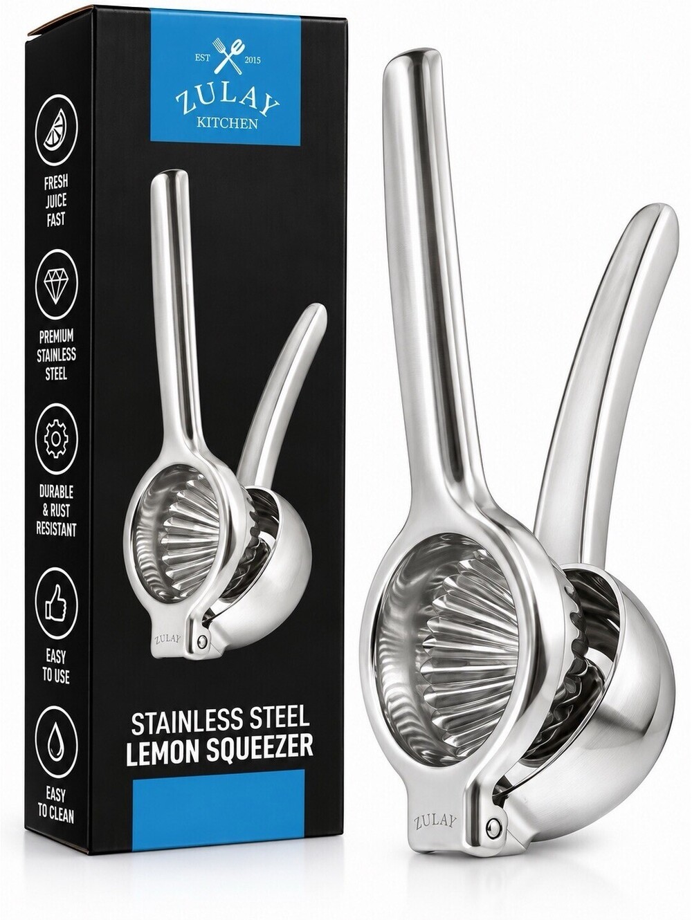 🍋 Zulay Kitchen Stainless Steel Lemon Squeezer Manual Citrus Juicer Press – New